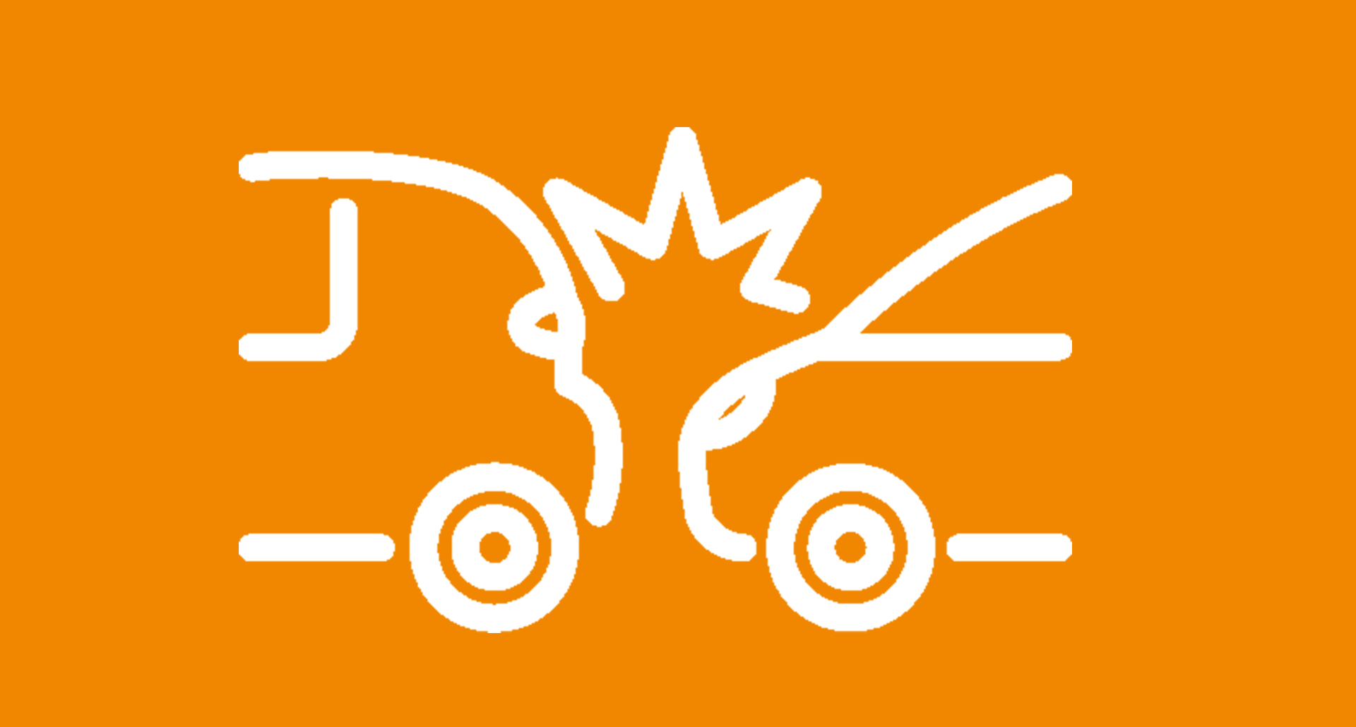 Symbolic image of two cars colliding