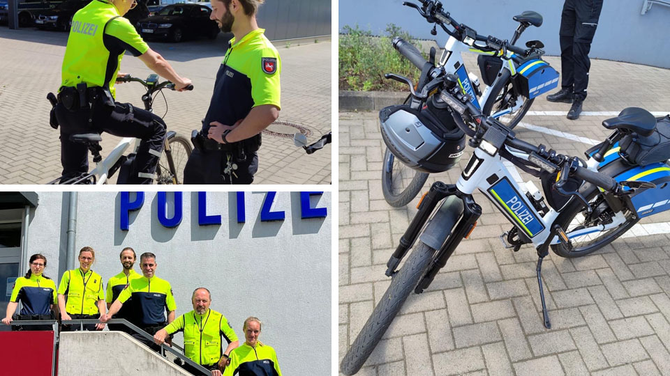 Bildercollage vom Besuch der Fahrradstaffel in Osnabrück