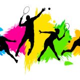 Tennisspieler mit Farbhintergrund